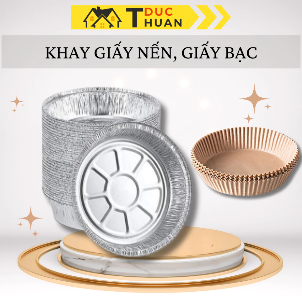 Khay Giấy Nến, Giấy Bạc Size 16-20-22cm Giảm Thiểu Tối Đa Dầu Mỡ Bám Vào Nồi Chiên
