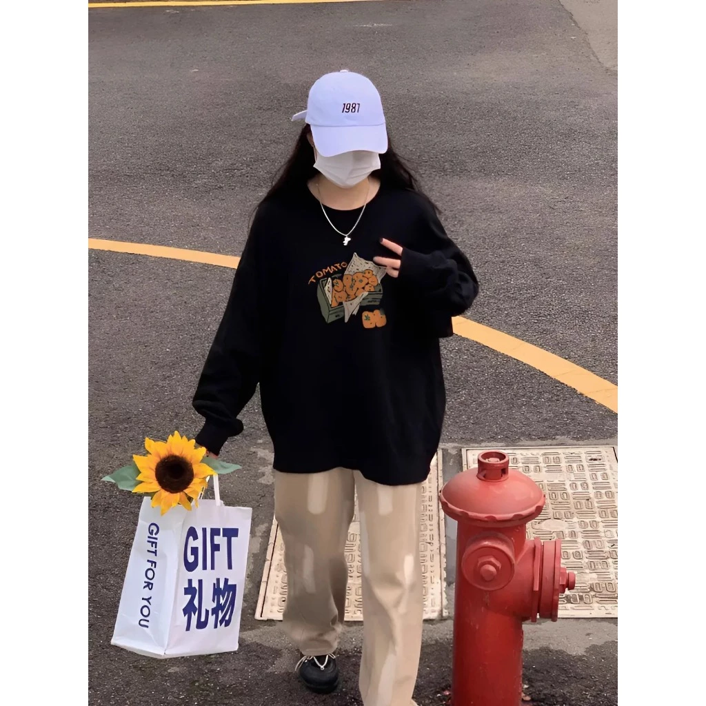 Áo Sweater Mềm Mịn - MayLinhShop - Nỉ Lót Nhung Form Rộng Nam Nữ In Hình Tomato