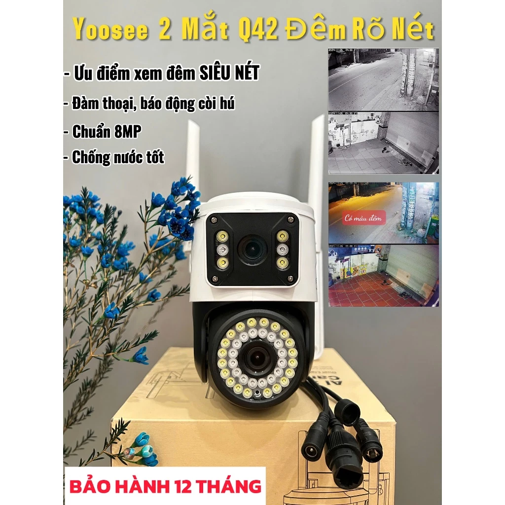 (QUÀ TẶNG đơn cam+thẻ)Camera Yoosee Wifi 2 Mắt Ngoài Trời QT36/QT36 Có Đèn Xanh Đỏ,Chuẩn FHD