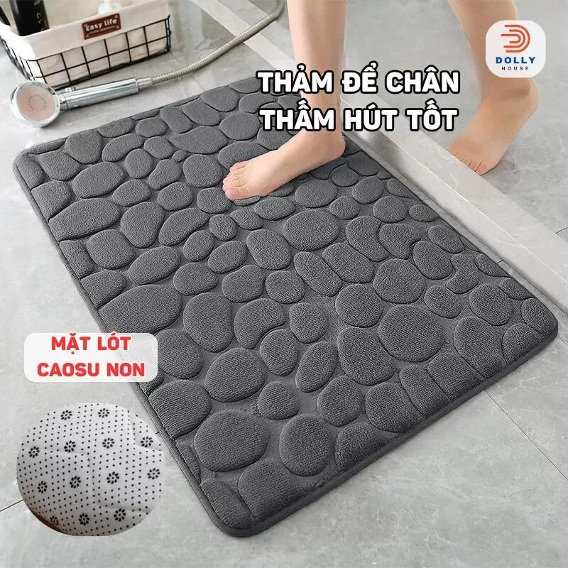 Thảm Lau Chân Hút Nước Chống Trơn Trượt, Thảm Chùi Chân Nhà Tắm Họa Tiết Vân Đá Nổi Cao Cấp
