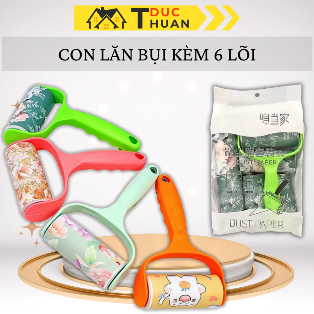 Cây lăn bụi kèm 6 lõi lăn Lăn bụi ga đệm, quần áo nhiều màu sắc  Đức Thuận HOME - Lẻ như Sỉ