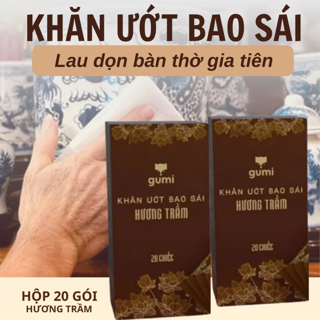 Khăn Ướt Bao Sái Hương Trầm Lau Bàn Thờ Túi Khăn Lau Ban Thờ Làm Sạch Các Vật Phẩm Thờ Cúng