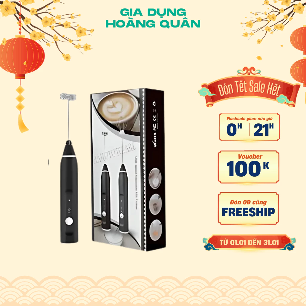 Máy Đánh Trứng, Đánh Sữa Và Tạo Bọt Cafe DIDOOGLT Cầm Tay Di Động, 3 Tốc Độ Sử Dụng Pin Sạc Cao Cấp ( Chính Hãng )