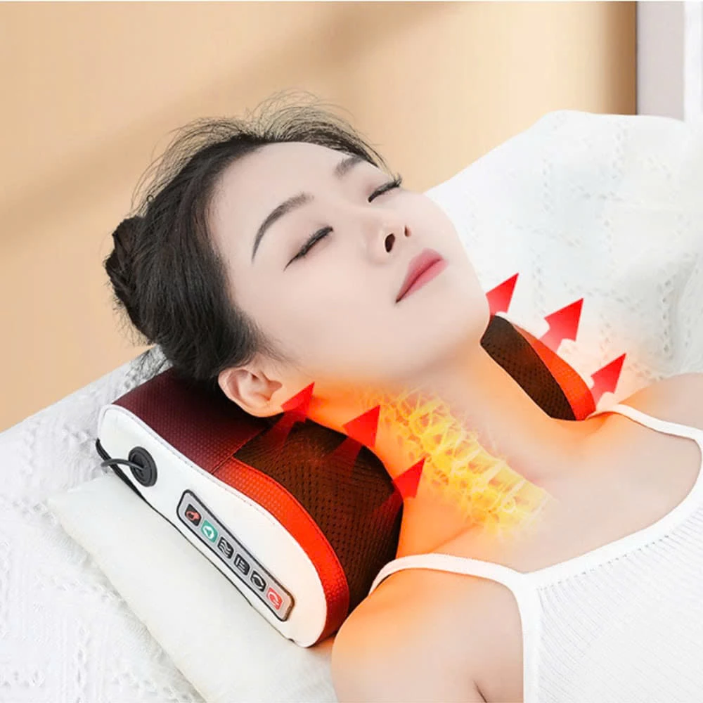 Gối Massage Cổ Vai Gáy, Máy Massage Hồng Ngoại 20 Bi Cao Cấp, Hỗ Trợ Mát Xa Toàn Thân Hiệu Quả