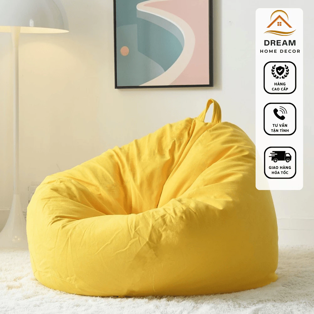 Ghế lười hạt xốp DREAM HOME vỏ ghế chất liệu chống thấm cao cấp hình hạt đậu size lớn nhiều màu sắc