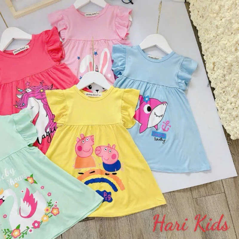 [ SALE LẺ SIZE ] Váy THUN LẠNH Thun Lạnh Mát Mẻ Mẫu 2023 Bé Đi Học Đi Chơi Từ 6-18Kg