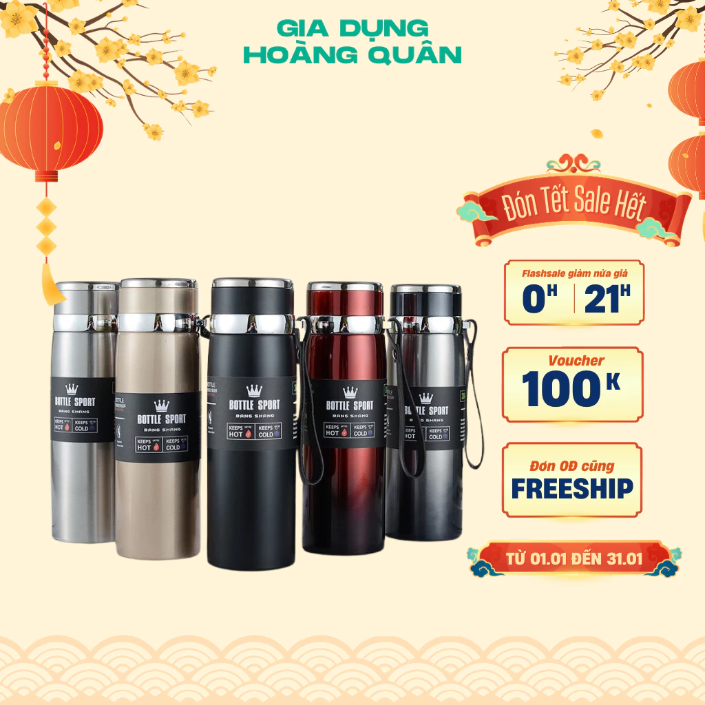 Bình Nước Giữ Nhiệt DIDOOGLT 1000ml Ruột Inox 304 Cao Cấp, Bình Giữ Nhiệt Nóng Lạnh Có Lưới Lọc Trà Và Dây Treo