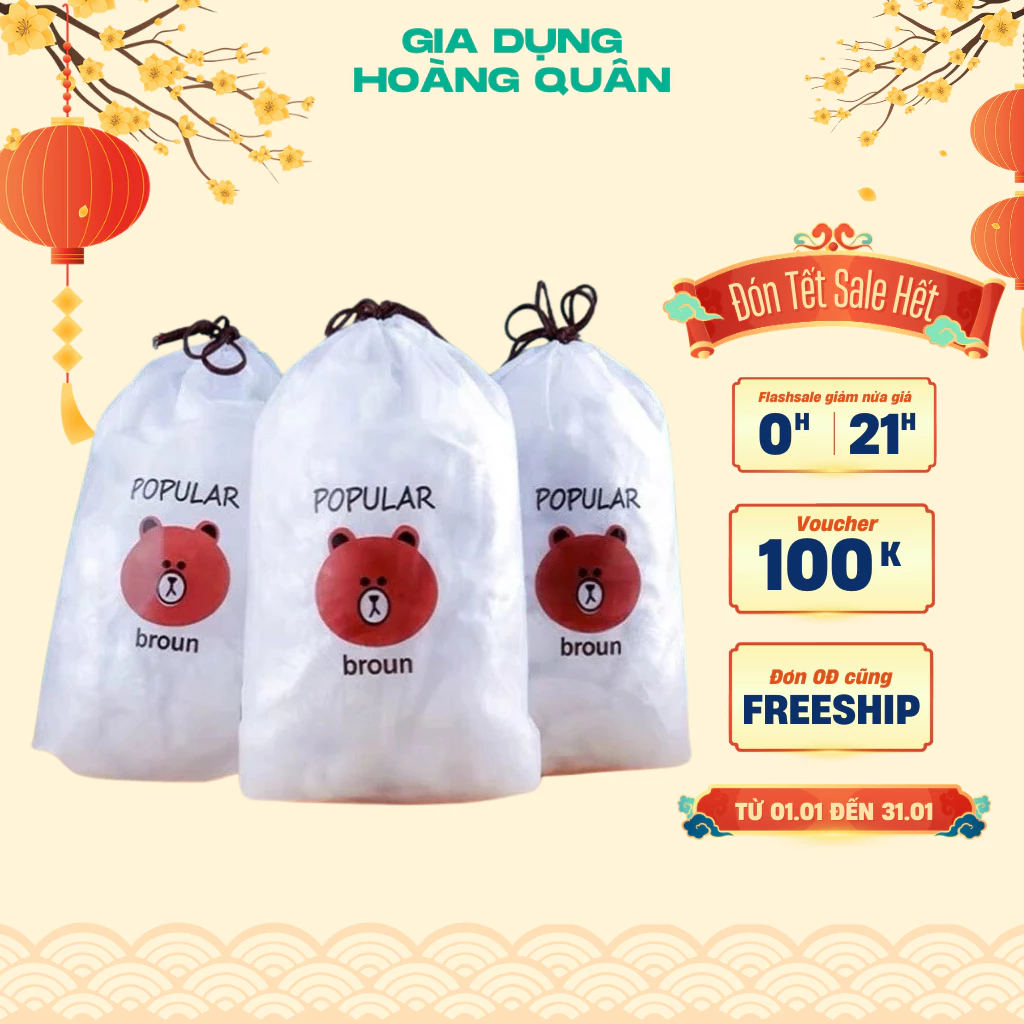Màng Bọc Thực Phẩm DIDOOGLT Túi Gấu Có Chun Co Giãn, Siêu Dai, Có Thể Tái Sử Dụng, Tiện Lợi Dễ Sử Dụng ( Hàng Tốt )