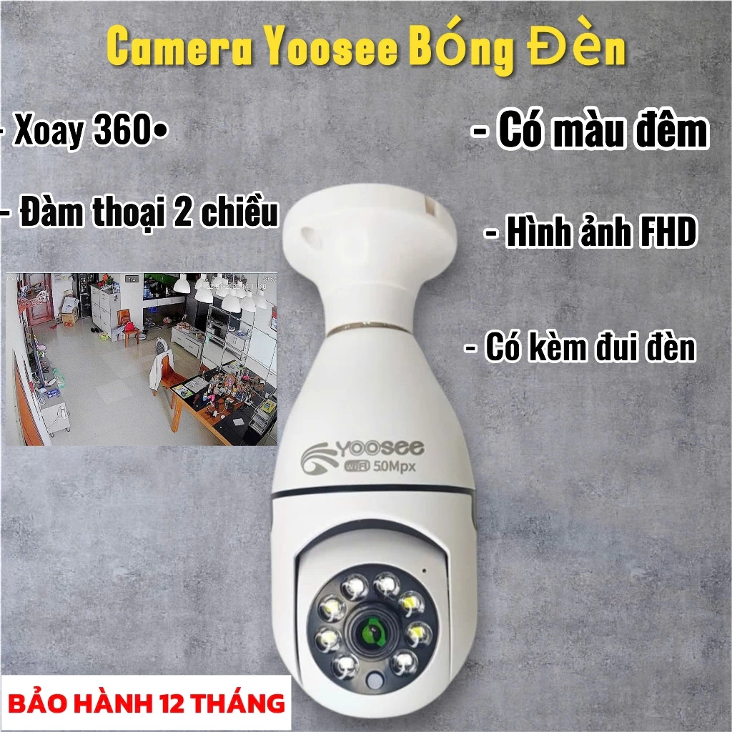 Camera WIFI YOOSEE 1 Mắt/ 2 Mắt QS211 Chui Bóng Đèn FHD, Ban Đêm Có Màu,Đàm Thoại 2 Chiều