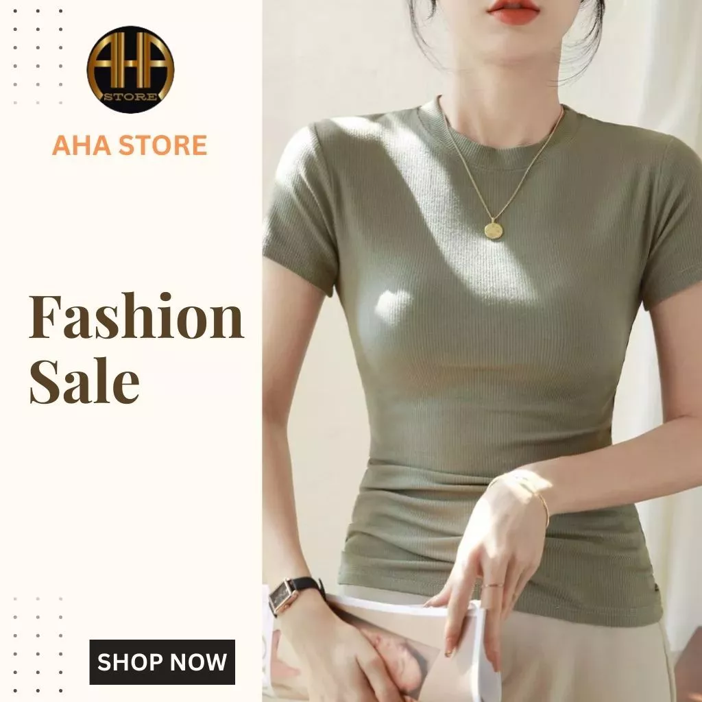 Áo thun ngắn tay cổ tròn phổ biến AHA STORE  dành cho nữ mùa hè 2025 ôm dáng đa năng (AH59 )