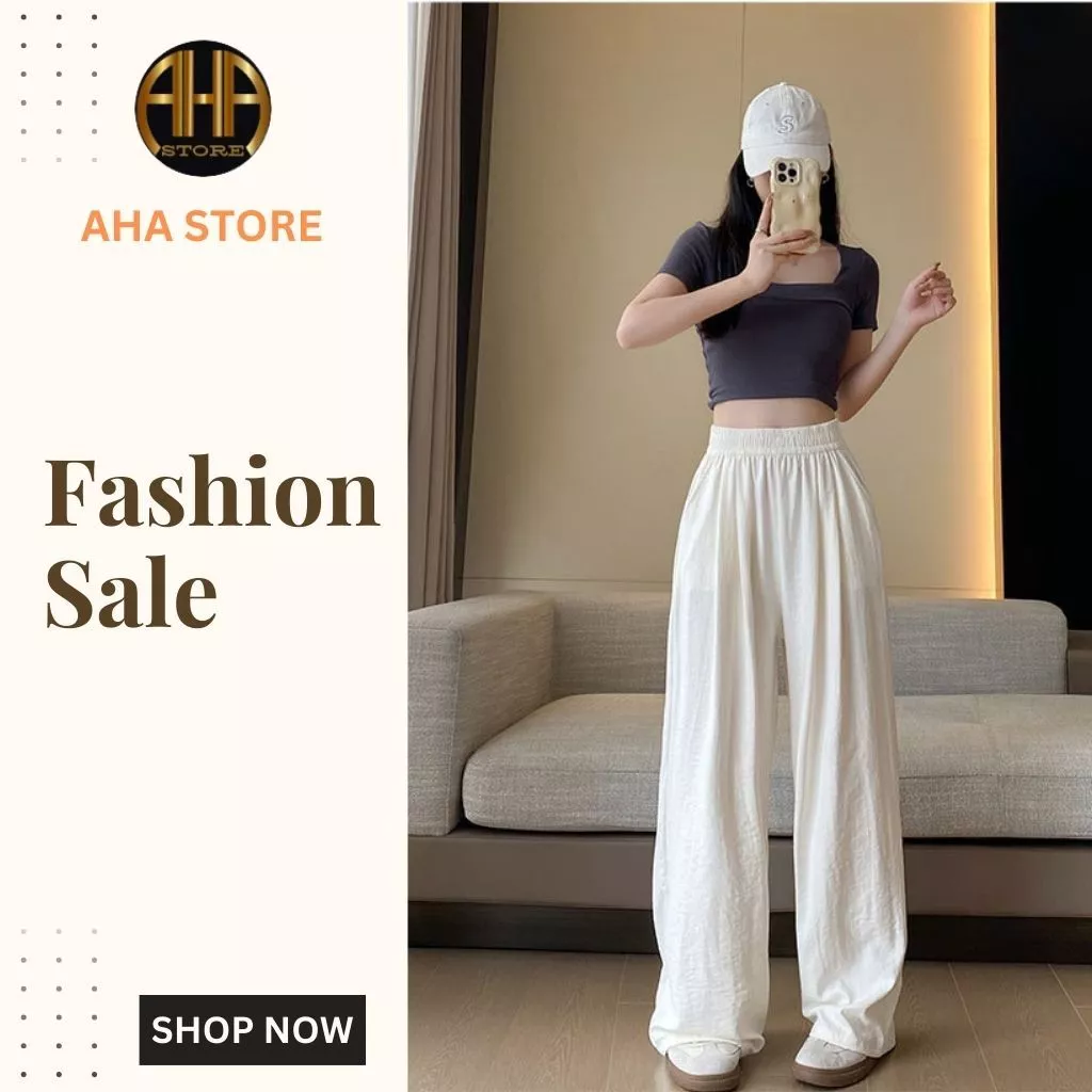 Quần ống rộng cho nữ mùa xuân hè AHA STORE mỏng cao cấp, lụa băng xịn sò cho các bạn nữ (AH64 )