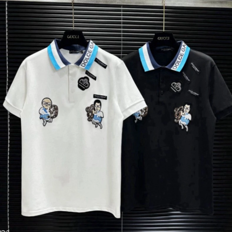 Áo polo ĐÔN CHỀ hoạ tiết thêu logo phối cổ dệt chữ siêu đẹp - Áo polo nam hàng siêu cấp hot trend 2024