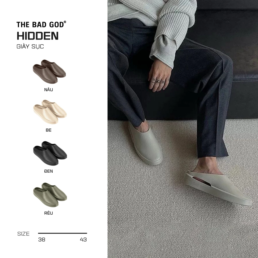 Dép Sục Nam Nữ The Bad God Hidden Đúc Nguyên Khối EVA Nhẹ Êm Chống Nước Chống Trơn Local Brand