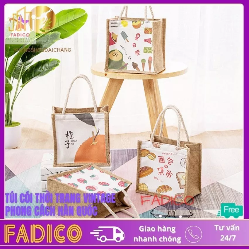 Túi cói mini Phong cách VINTAGE,Túi xách nữ thời trang kiểu dáng Hàn quốc-Fadico