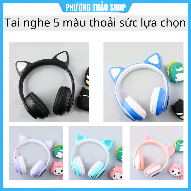 Tai Nghe Mèo Bluetooth Chụp Tai STN-28 Có Micro Chơi Game, Học Online, Nghe Nhạc HIFI. Headphone Máy Tính Không Dây