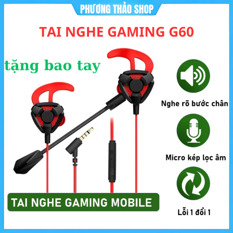Tai Nghe Gaming G60 Có Dây 3.5mm Kèm Mic Loại Bỏ Tiếng Ồn Có Thể Tháo Rời Chuyên Dụng Cho Chơi Game