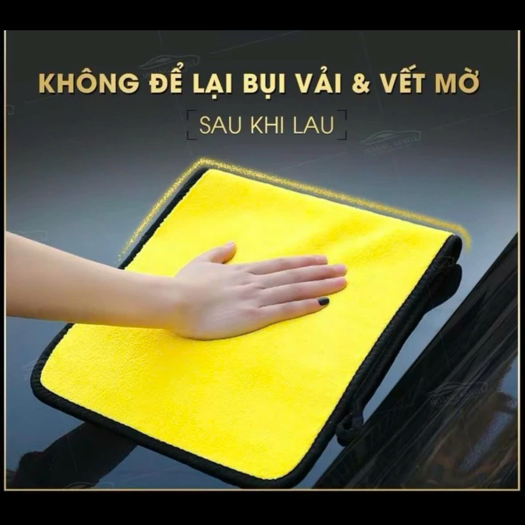 Khăn lau ô tô, xe hơi, lau bếp, lau kính, lau tay màu vàng xám 2 lớp cao cấp siêu sạch, siêu thấm hút, không rụng lông