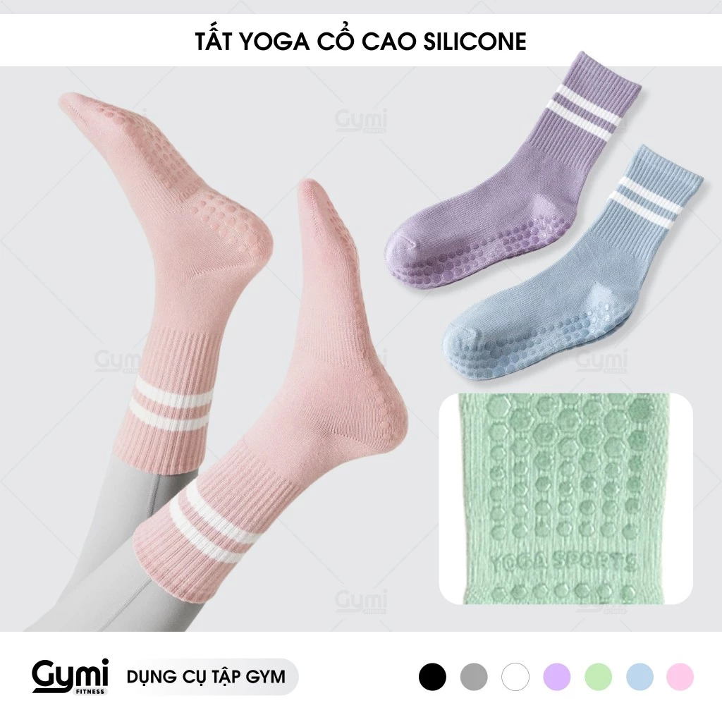 Vớ Tất Yoga Silicon Chống Trượt Cổ Cao Đủ Màu Phong Cách Trẻ Trung, Năng Động - VoYoga-CoTrung