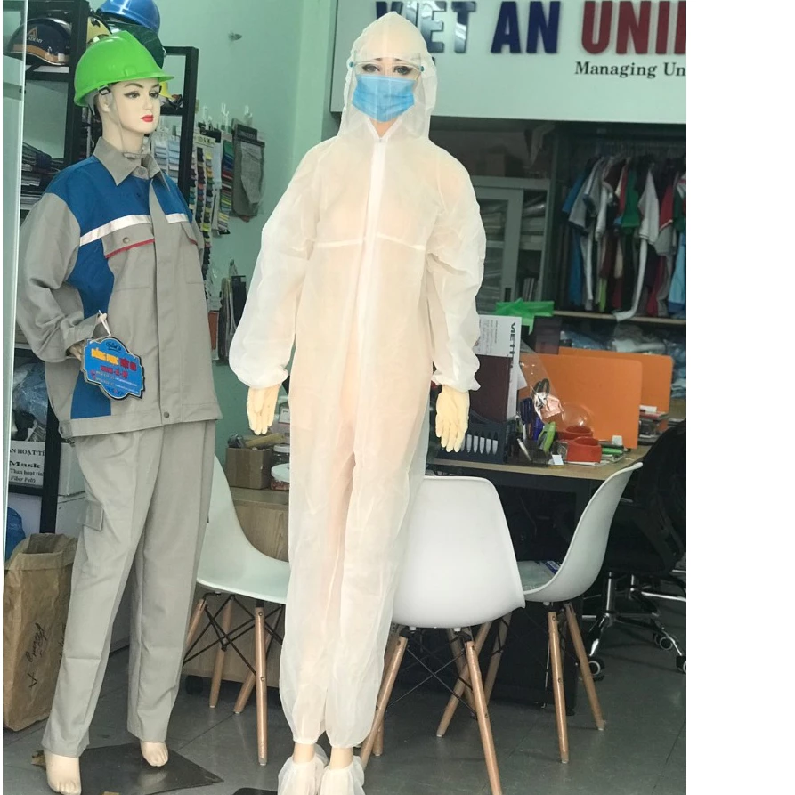Bộ Quần Áo Liền Thân Có Nón Chống Hóa Chất Dùng Trong Hóa Chất , Phòng Dịch , Phun Thuốc Trừ Sâu