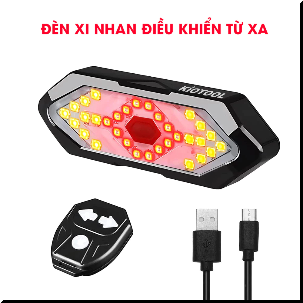 Đèn hậu Xi Nhan xe đạp - điều khiển từ xa, không dây, pin sạc (tặng kèm dây sạc)