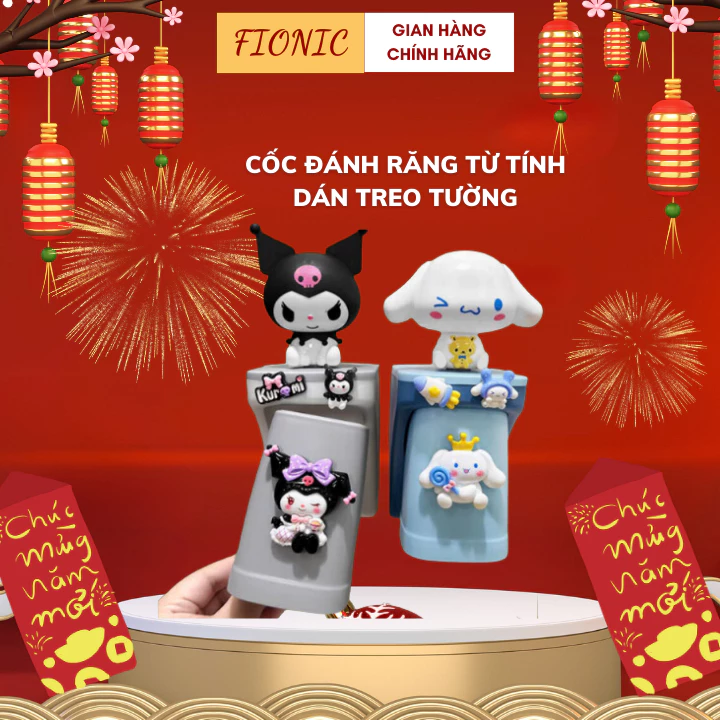 Cốc Đánh Răng Kuromi FIONIC Từ Tính Dán Treo Tường Cho Bé