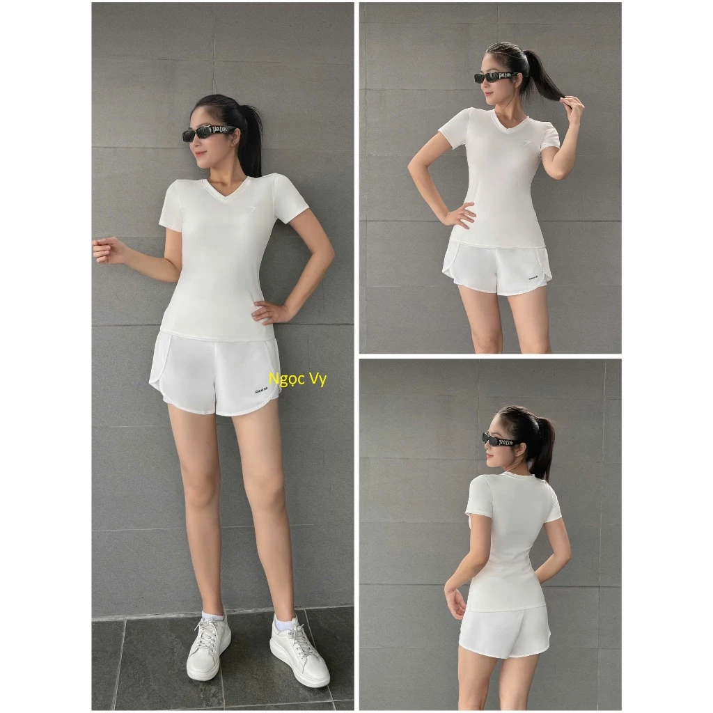 Set Quần đùi 2 lớp áo cộc tay thể thao, năng động đi bơi, tập Gym Yoga, chạy bộ, Aerobic