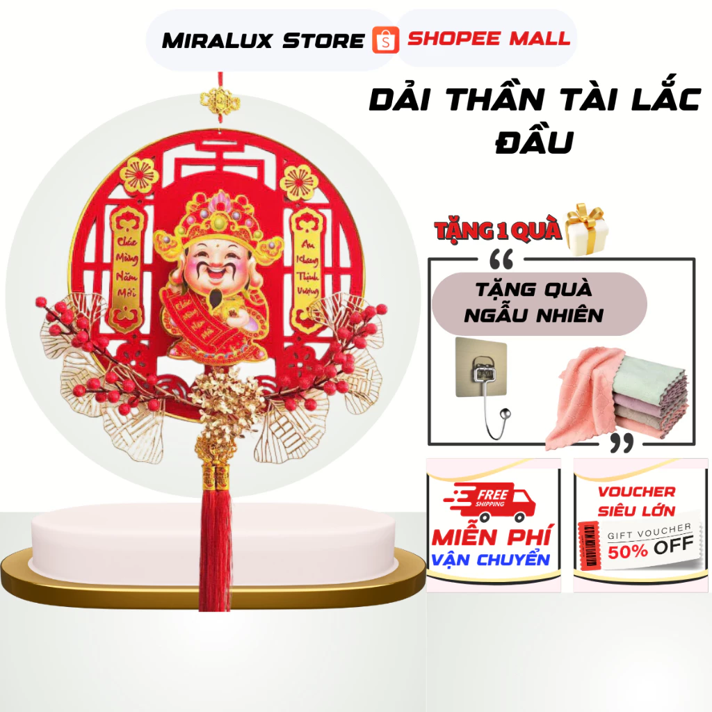 Dải Treo Thần Tài Lắc Đầu Gọi Tài Lộc, Thần Tài Tết Cầu May Mắn, Tài Lộc. Đồ trang trí Thần Tài Tết Độc Đáo nhất 2025