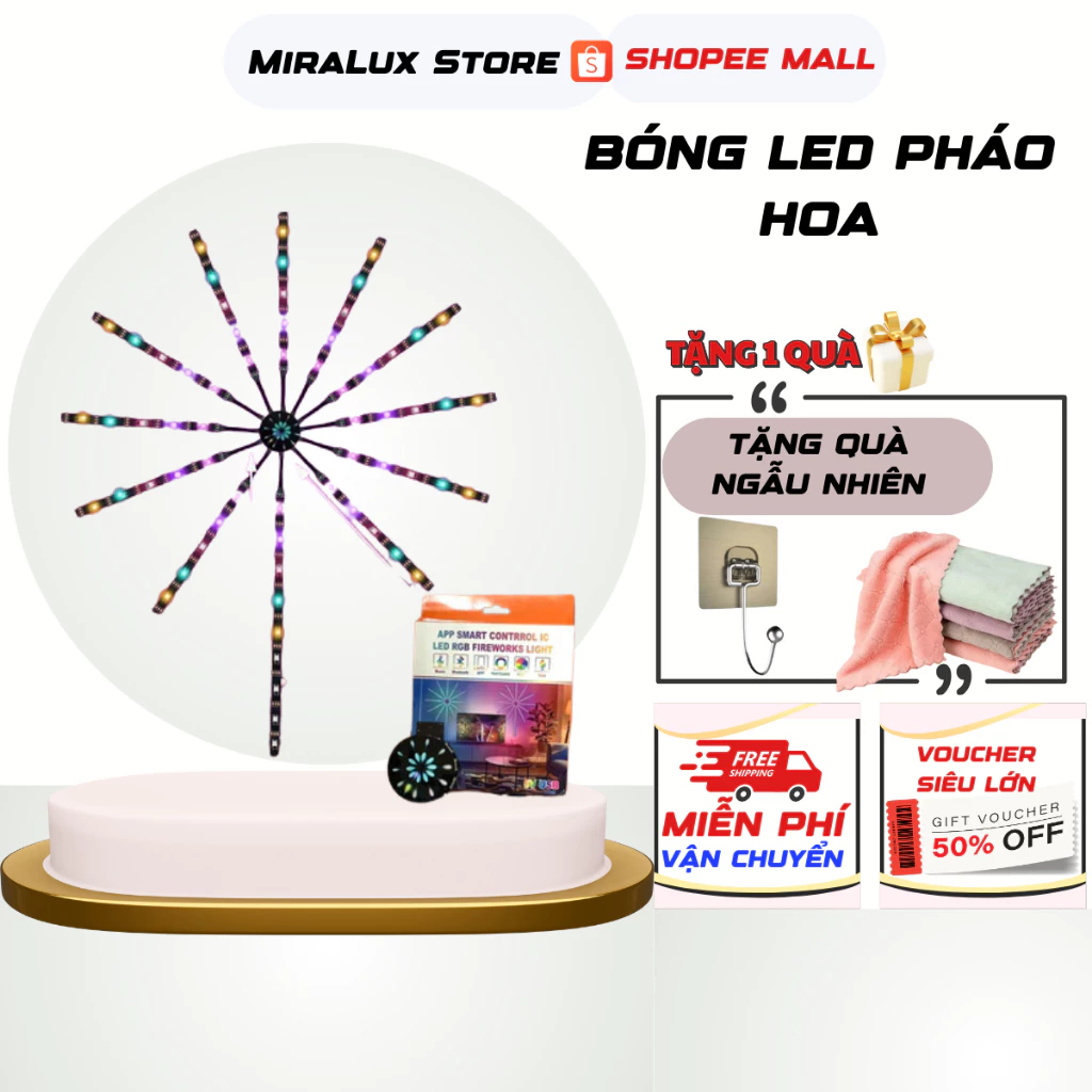 Đèn Led Fáo Hoa RBG (Kèm Điều Khiển + Kết Nối App) Tia Dài 50cm, 10 Tia Ngắn + 1 Tia Gốc hot 2025
