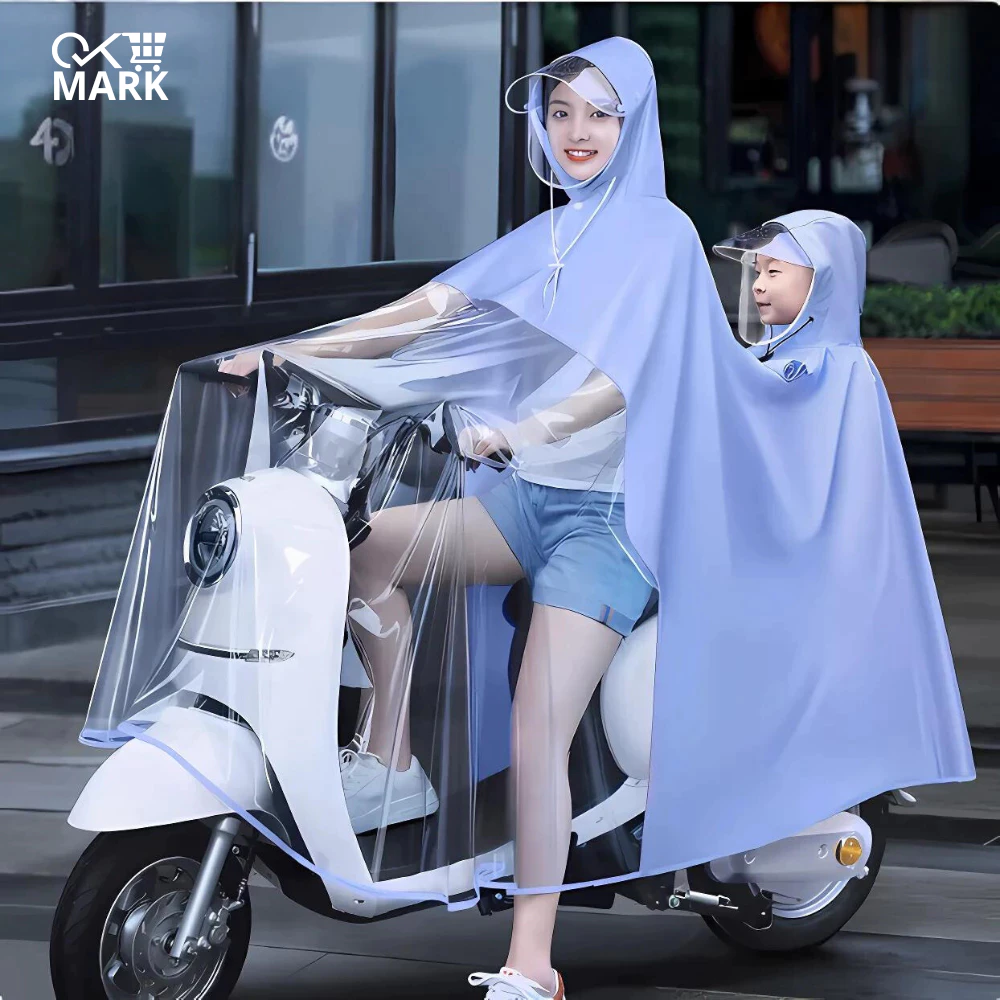 Áo Mưa Xe Máy Có Kính Chắn Mưa Dáng Rộng Che Toàn Thân Chất Liệu Dày Dặn Chống Thấm Cao Cấp