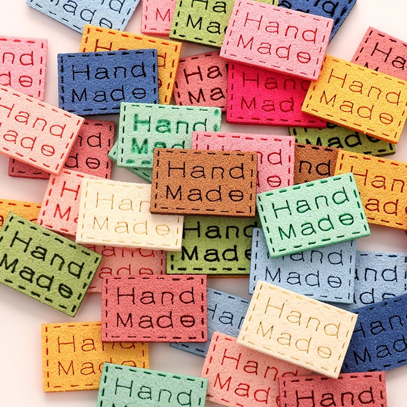 Tag Da Thủ Công Hoạ Tiết Hình Vuông, Phụ Kiện Handmade Dùng Trang Trí Khăn Len, Thú Bông, Móc khoá