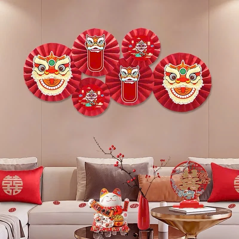 Bộ Quạt giấy 6 chiếc, trang trí sự kiện, nhà cửa, lễ hội, tết, nhiều mẫu mã lựa chọn