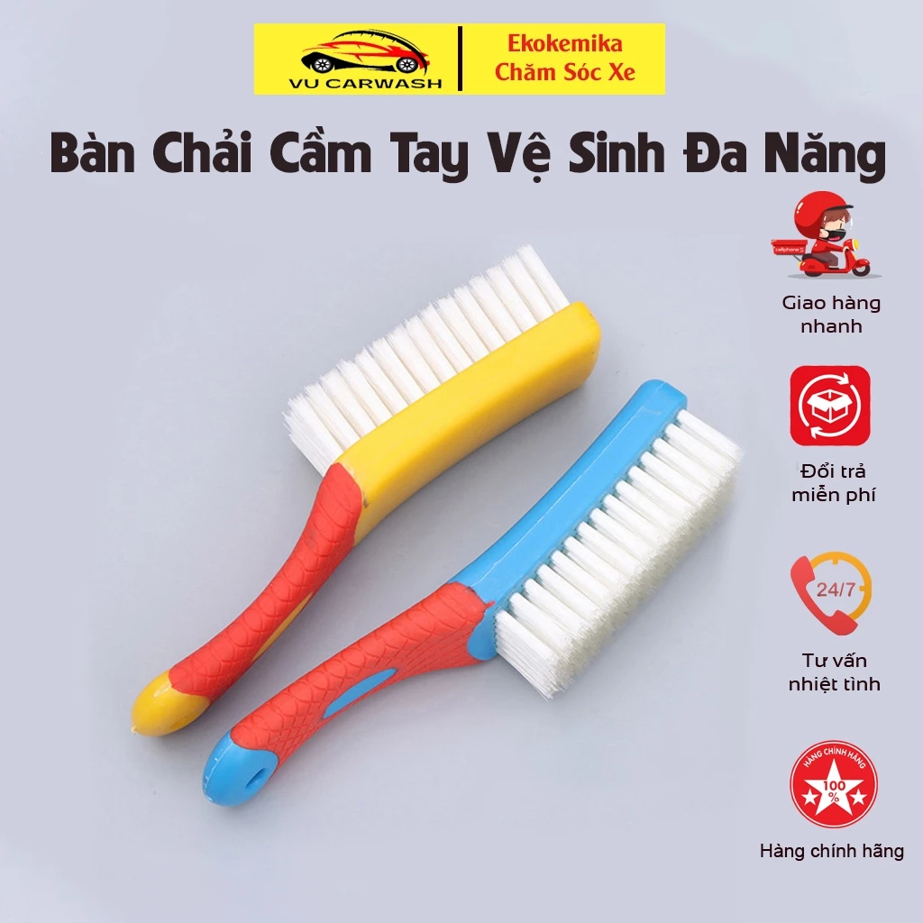 Bàn Chải Đa Năng Đánh Ghế Da Ô Tô, Vệ Sinh Giầy Dép Quần Áo Cán Cầm Tay Chuyển Dụng
