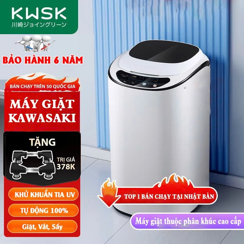 Máy giặt mini PVL tự động 100%, KAWASAKI Nhỏ Gọn giặt được từ 5kg, Phù hợp với không gian nhỏ - Bảo Hành 6 Năm