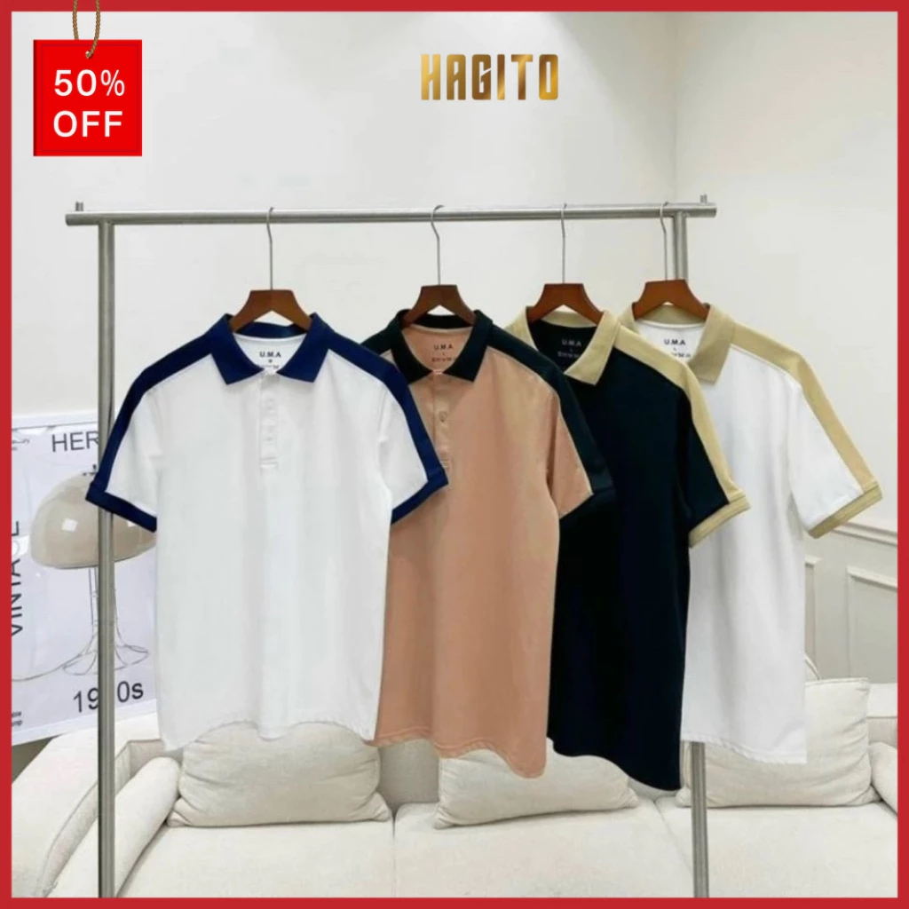 Áo Polo Nam Ngắn tay phối viền cực sang, vải cotton cá sấu co giãn 4c kháng khuẩn, chống nhăn