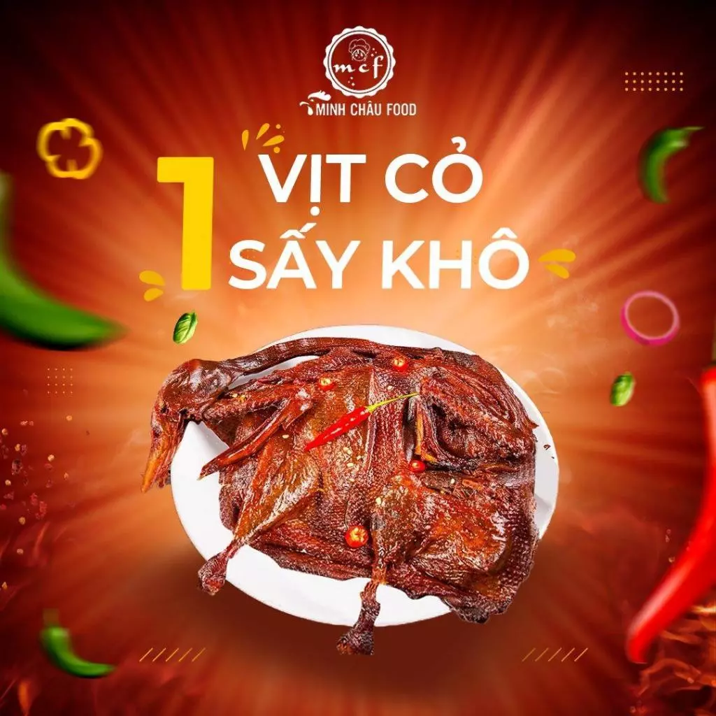 Vịt cỏ sấy khô hương by Minh Châu Food hương vị cay tê, vịt sốt cay, đồ ăn vặt đồ ăn liền giá rẻ