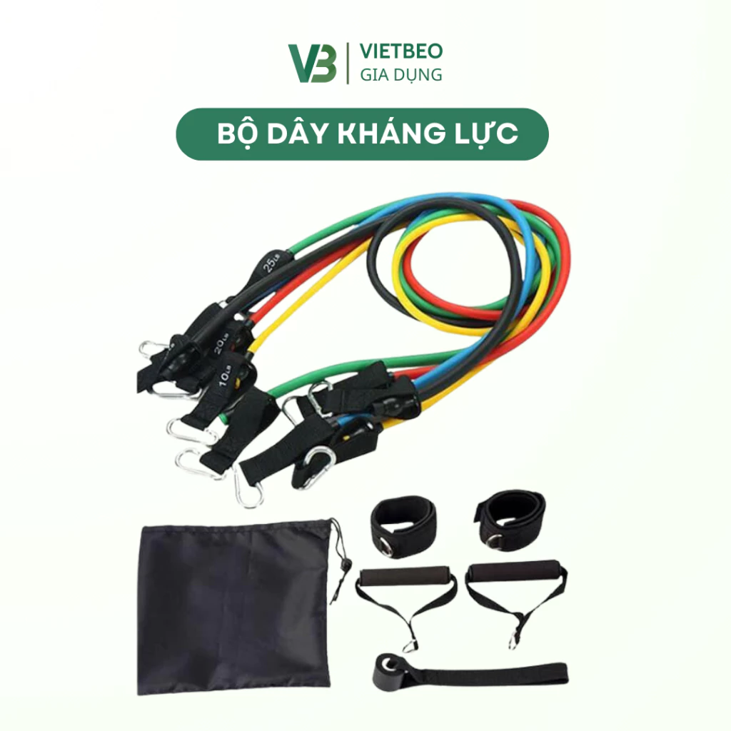 Bộ Dây Đàn Hồi 5 Dây Siêu Kháng Lực DIDOOGLT, Dây Tập Thể Dục Đa Năng