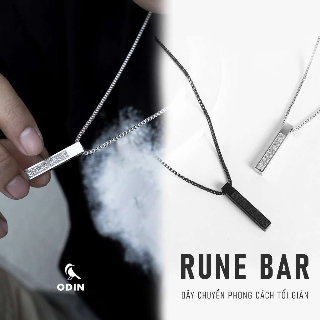Dây chuyền ODIN RUNE BAR | Phong cách cổ xưa tối giản | Tặng kèm box ODIN| Thép Titan 316L | Bảo hành 12 tháng
