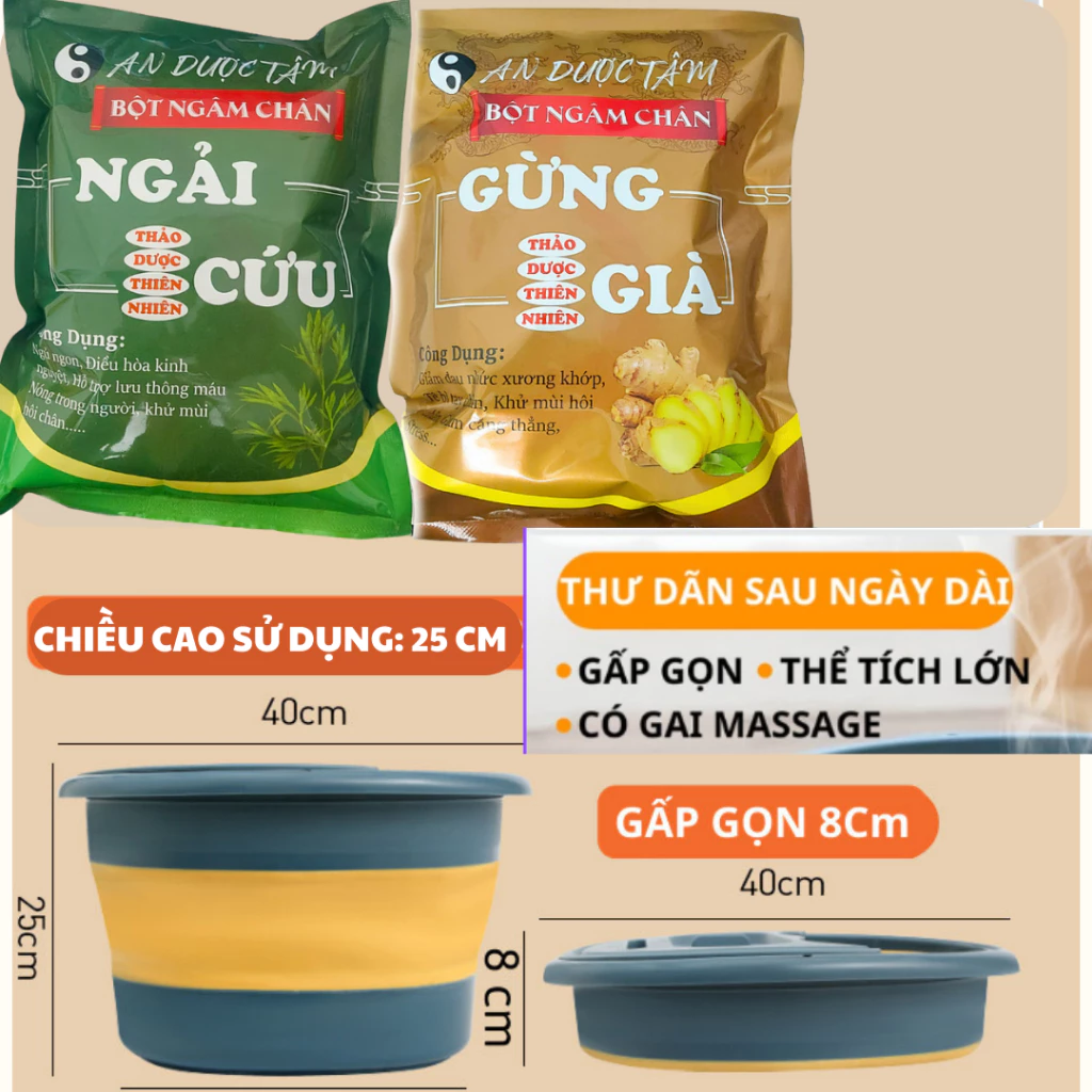[ SIZE L 39 CM] Chậu Ngâm Chân Gấp Gọn Silicon Massage Chân Thư Giãn Size To Thau Gấp Gọn Thông Minh Tiện Ích Gia Đình