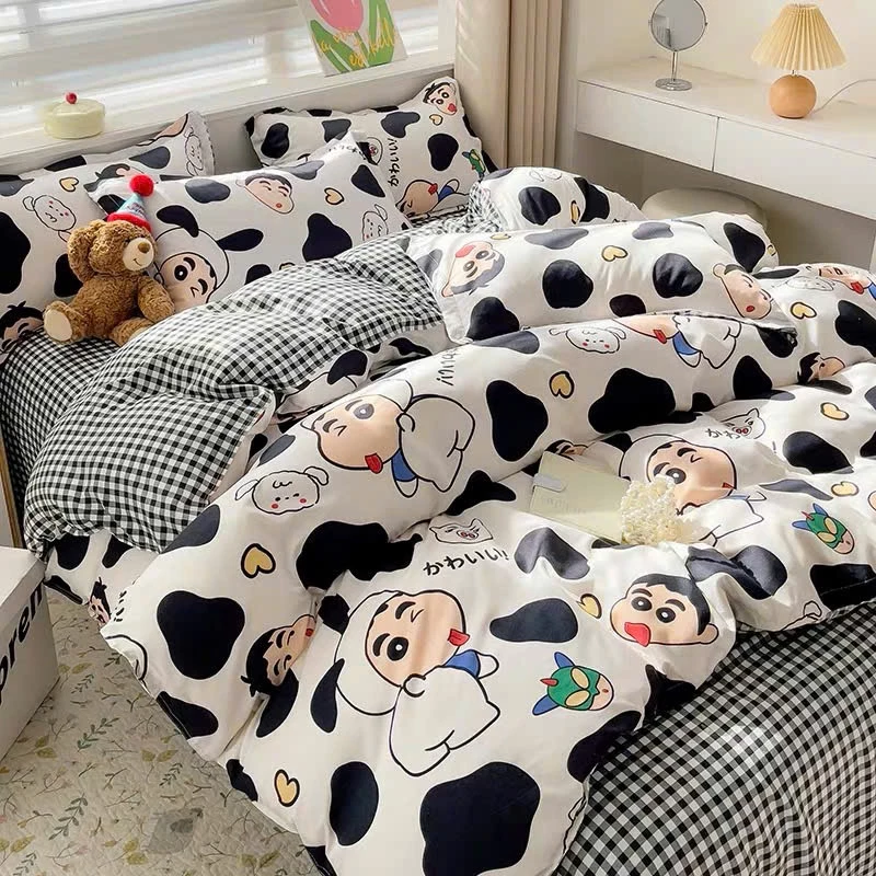 Bộ 5 món ga gối và chăn phao poly cotton chần bông dày loại 1 mềm êm có ruột bông