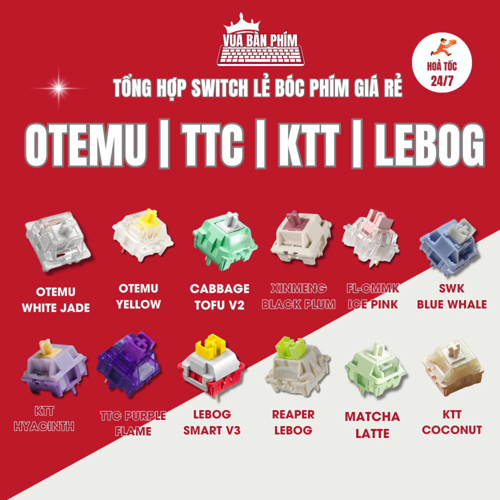 Tổng hợp switch | trục bàn phím khi mua 2 switch trở lên giá rẻ bóc phím hãng ttc  , hmx,  aula , fl-cmk, reaper lebog
