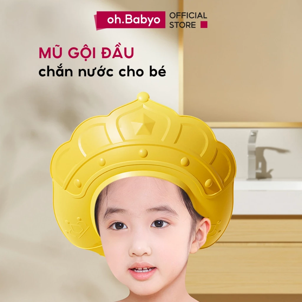 Mũ Gội Đầu Chắn Nước Vào Mắt An Toàn Cho Bé ohBabyo Nón Tắm Chống Nước Vào Tai Cho Trẻ Sơ Sinh