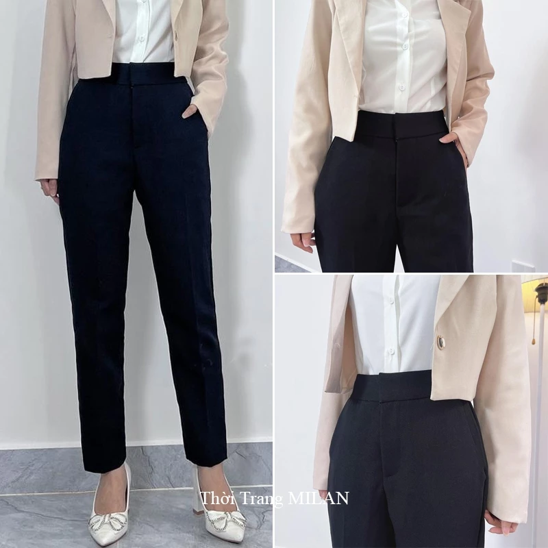 Quần baggy nữ cạp cao M668 m50 m55 m60 m65 ống đứng suông dáng quần tây nữ lưng cao đi học làm công sở vải Vitex
