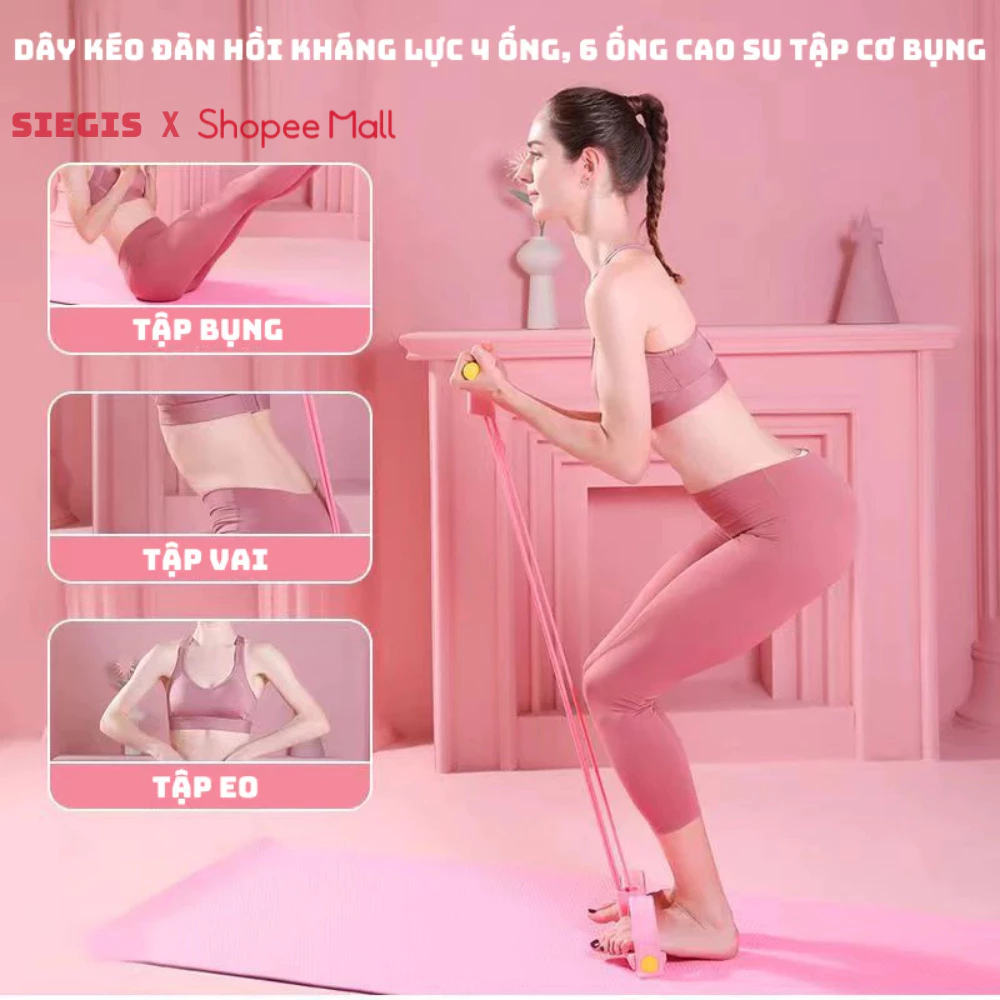 Dây Tập Bụng Kháng Lực 4 ống 6 ống Cao Su Luyện Tập Cơ Bụng Tập Gym Hiệu Quả Tại Nhà