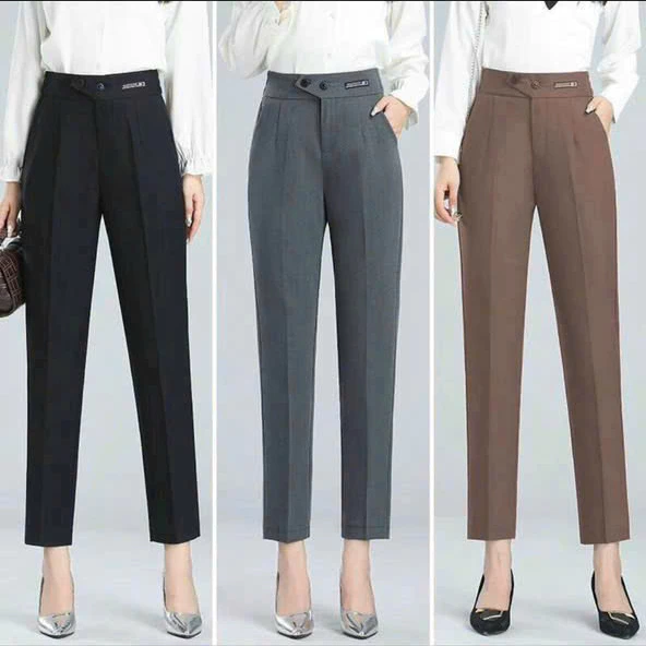 Quần Baggy Công Sở Chất Gol Nhật Cao Cấp Mềm Rủ Mẫu Cúc Lệch Tạo Sự Trẻ Trung D3152