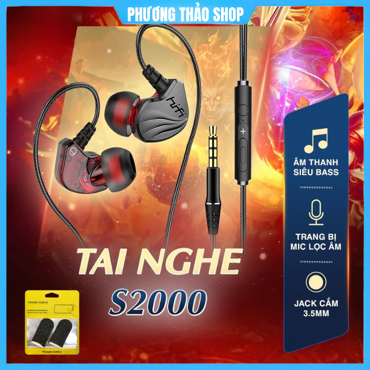 Tai nghe có dây gaming S2000 có mic phone chống ồn chơi game bass hay như tai nghe bluetooth