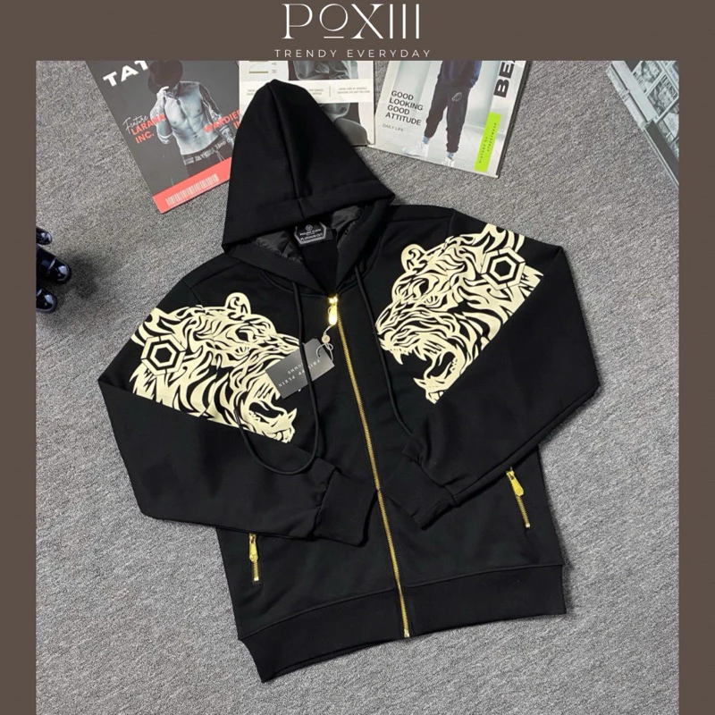 Áo Hoodie Zip Phi Lip Hổ Khoá Đồng Nỉ Chân Cua Mũ Hai Lớp - Áo Khoác Có Mũ Nam Nữ Nỉ Chân Cua Dày Dặn