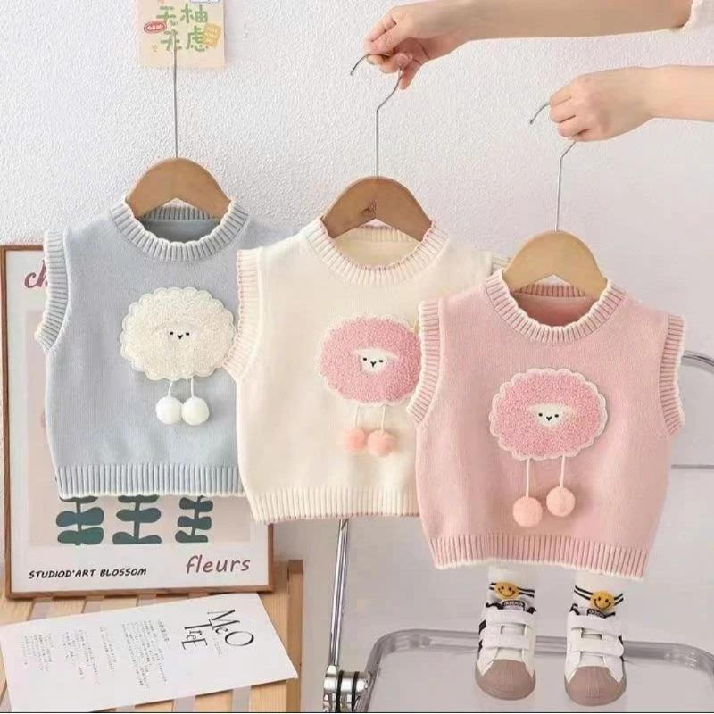 Áo gile len Quảng châu sịn đẹp dày dặn cho bé gái 8_20kg