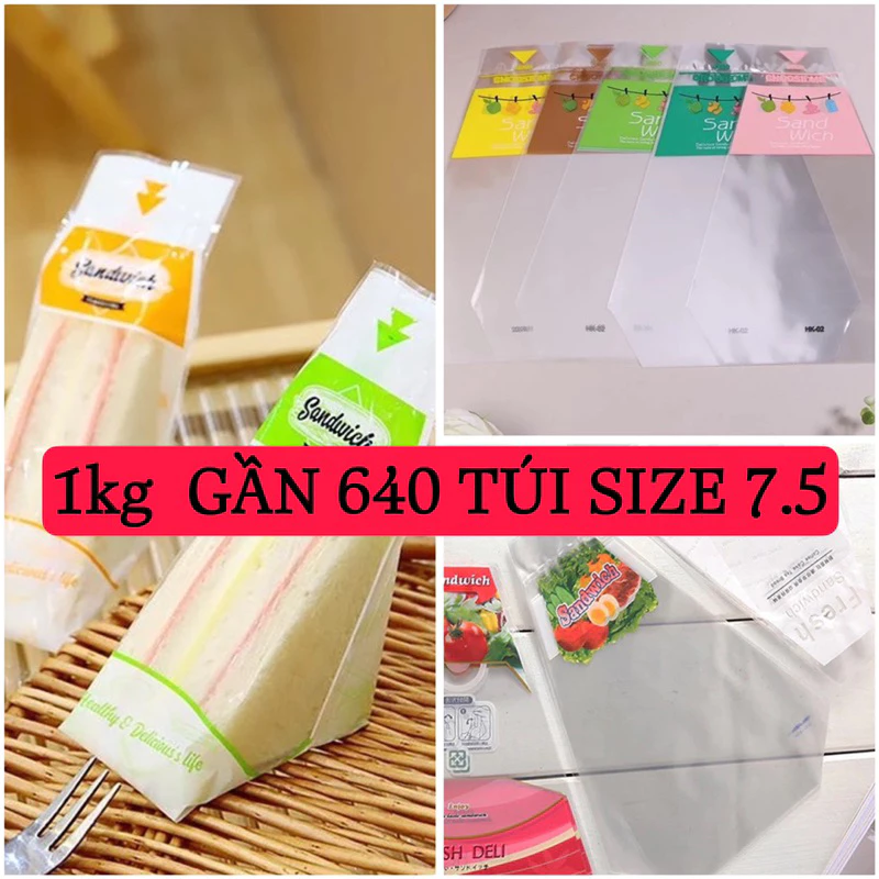 1kg túi tam giác gói bánh sandwich nhiều mẫu nhiều size