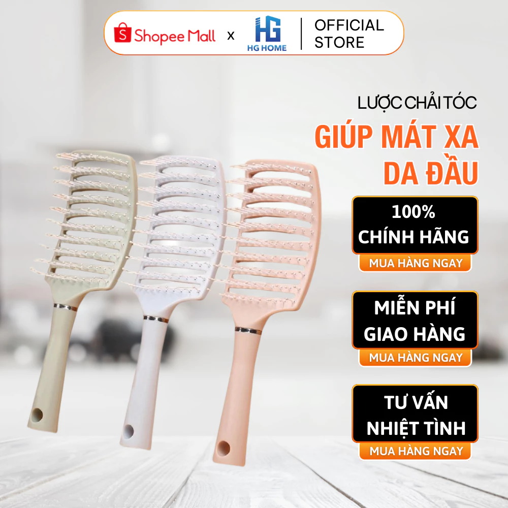 Lược Chải Tóc HGHOME Giúp Mát Xa Da Đầu, Lược Tạo Kiểu Tóc Tại Nhà Cực Kì Tiện Lợi [ Hàng Tốt ]