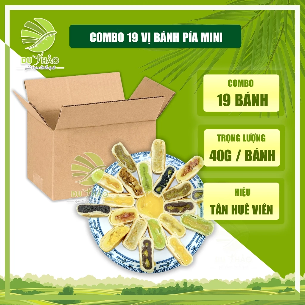 Combo 19 vị bánh pía mini, bánh pía kim sa Tân Huê Viên Sóc Trăng 19 bánh 19 vị